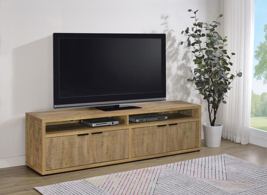 Tabby TV Stand for TVs up to 85 Inches with 4-Door Storage in Mango