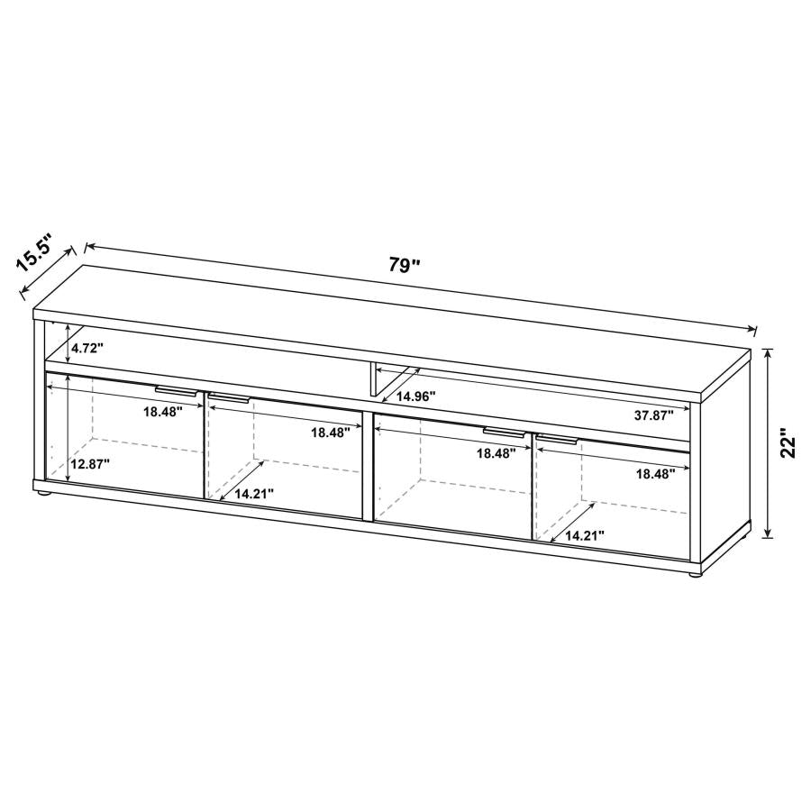 Tabby TV Stand for TVs up to 85 Inches with 4-Door Storage in Mango