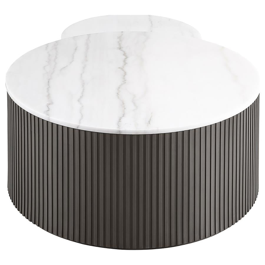 Lowe 2-Piece Round Marble Top Nesting Coffee Table Set Charcoal