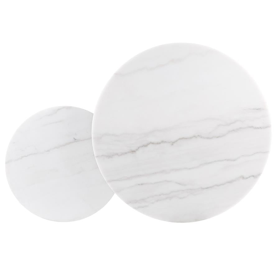 Lowe 2-Piece Round Marble Top Nesting Coffee Table Set Charcoal