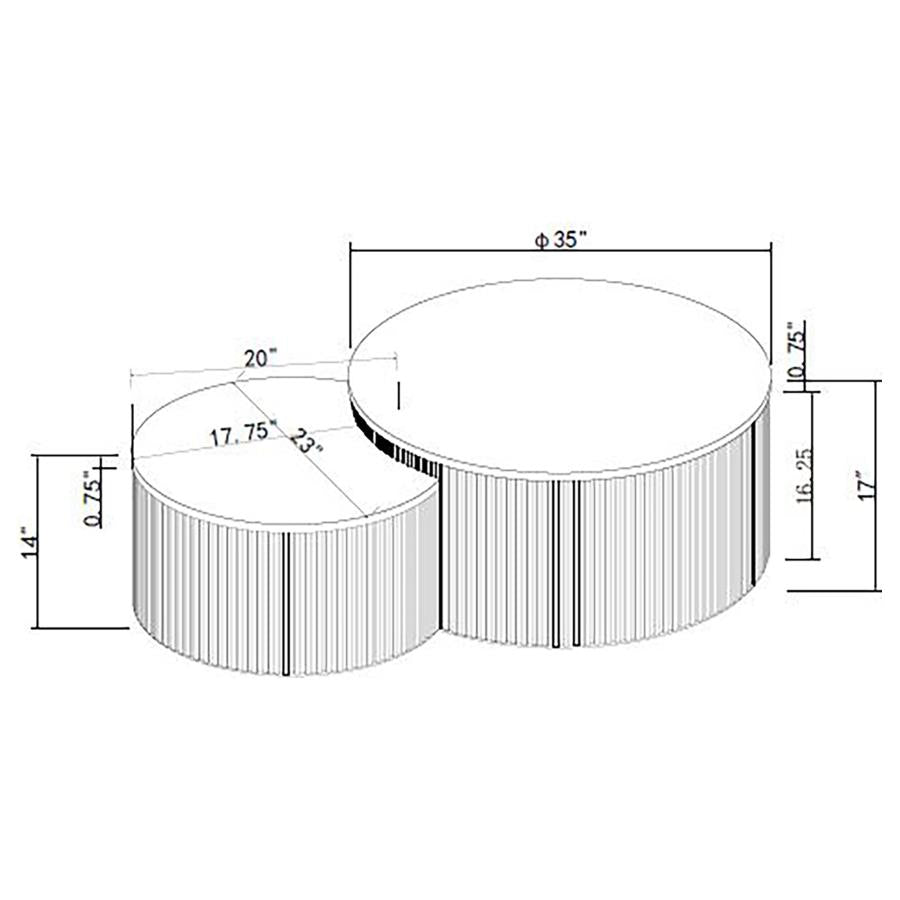 Lowe 2-Piece Round Marble Top Nesting Coffee Table Set Charcoal