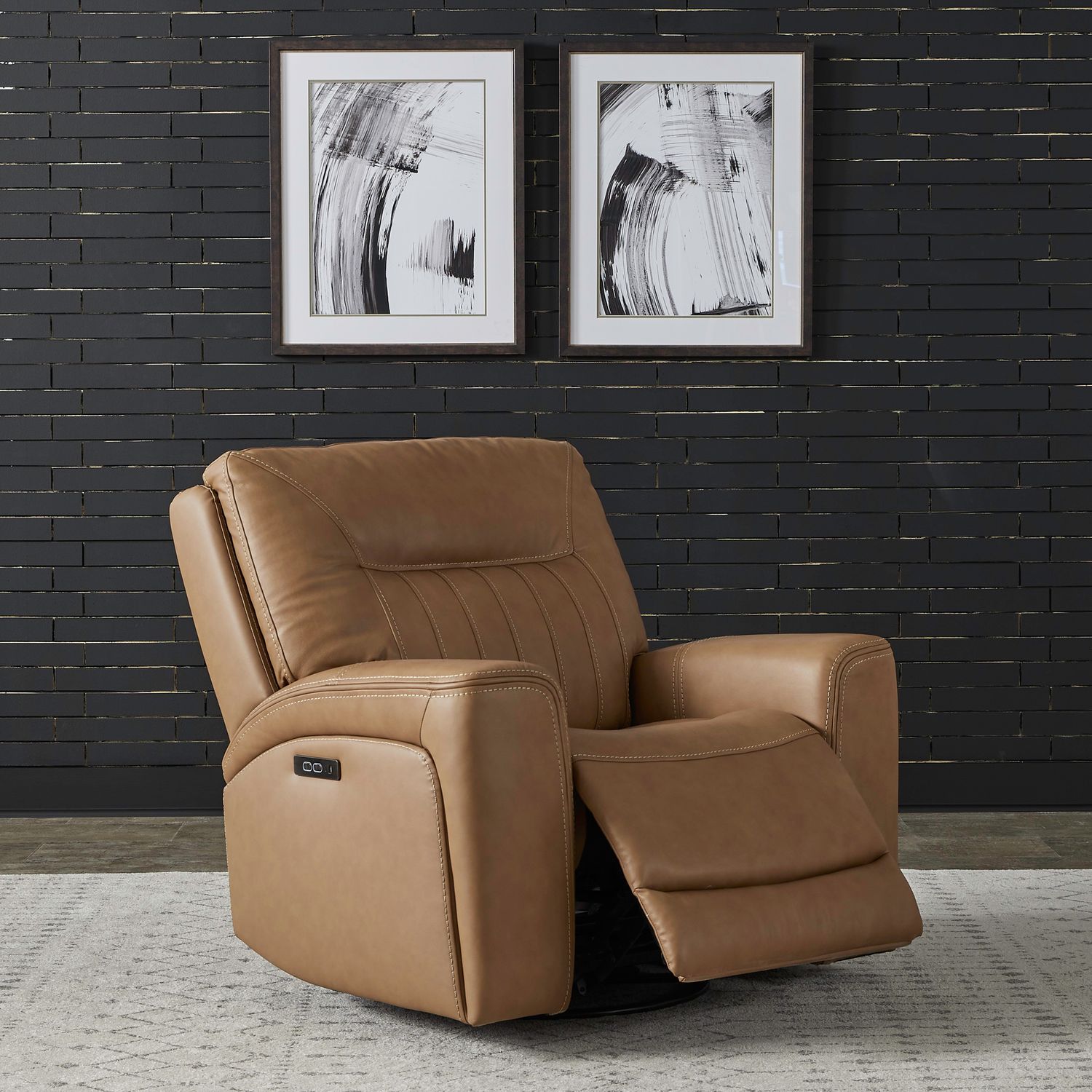 Bennett Dual Power Swivel Glide Recliner - Butternut