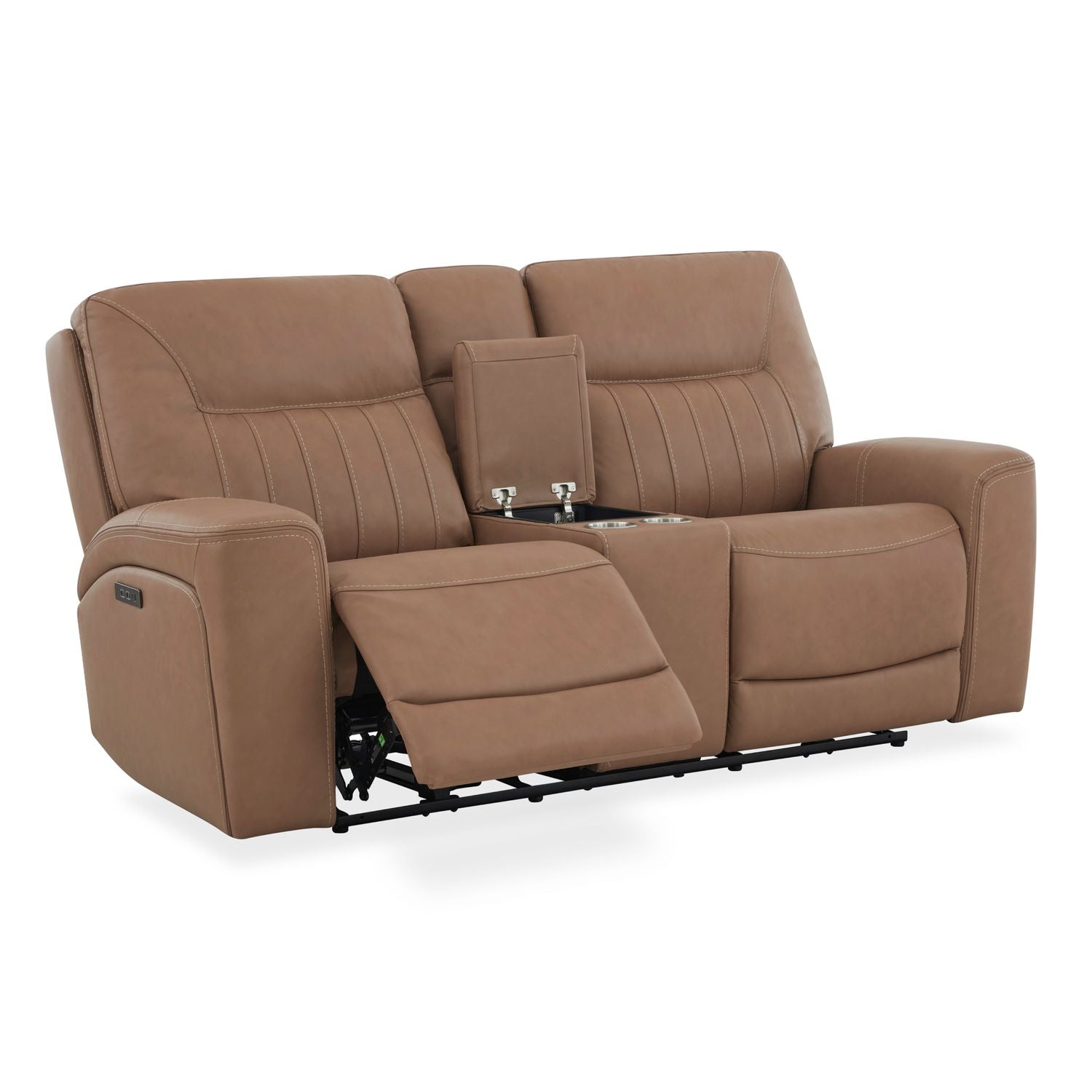 Bennett Dual Power Zero Gravity Loveseat with Console & - Butternut