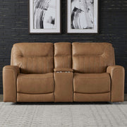 Bennett Dual Power Zero Gravity Loveseat with Console & - Butternut