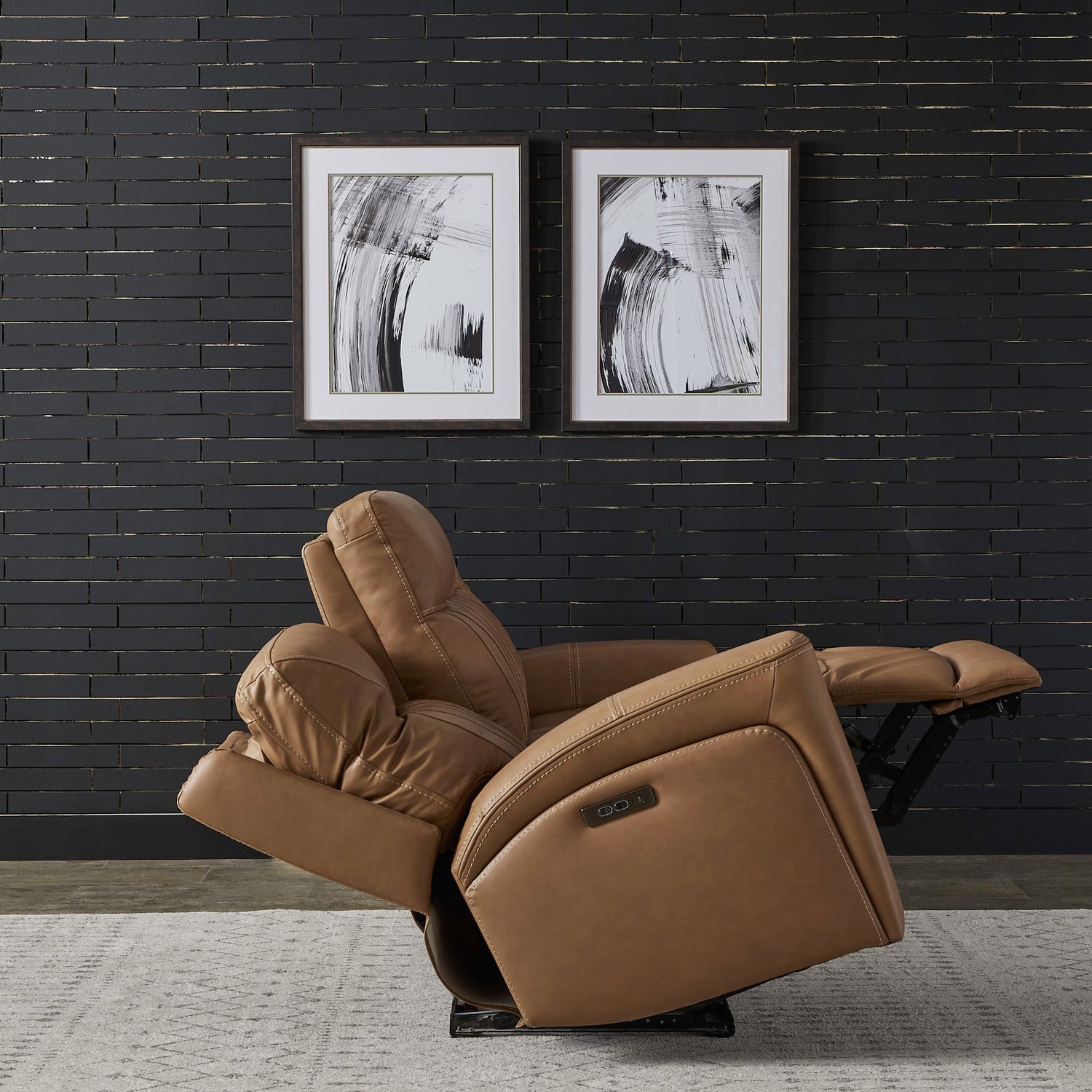 Bennett Dual Power Zero Gravity Sofa & - Butternut