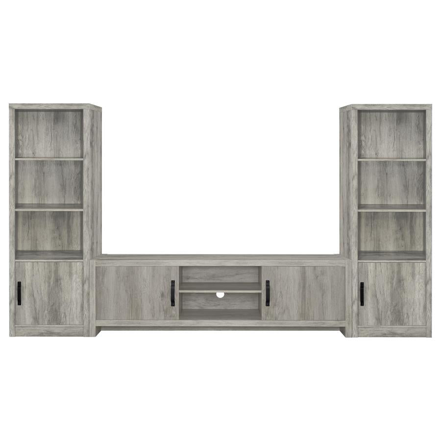 Burke 3-Piece TV Entertainment Center Fits 75-Inch TVs Grey Driftwood