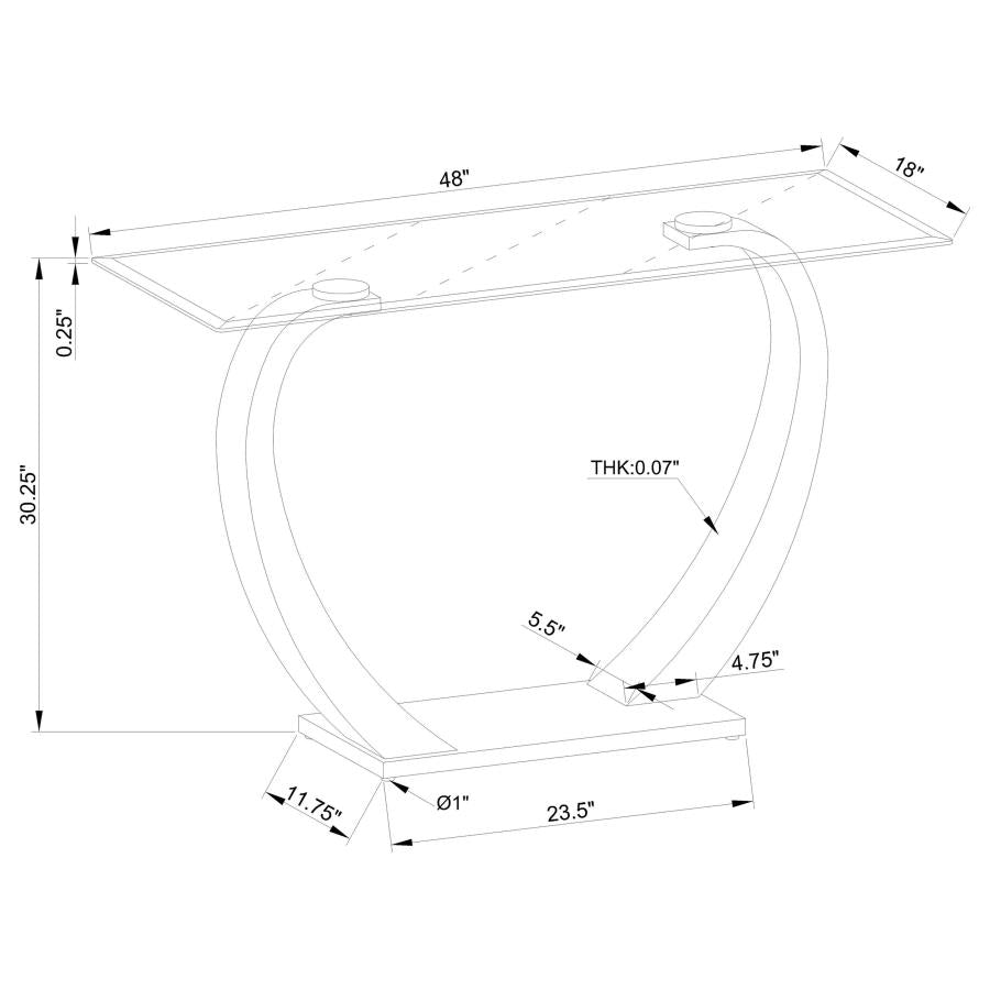 Pruitt Glass Top Metal Base Console Table Satin Silver