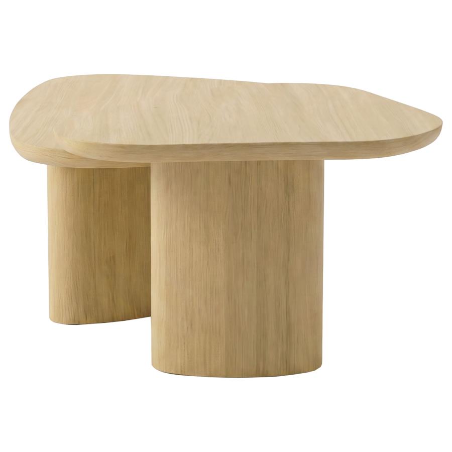Arjona 2-Piece Triangular Nesting Coffee Table Set Honey Oak