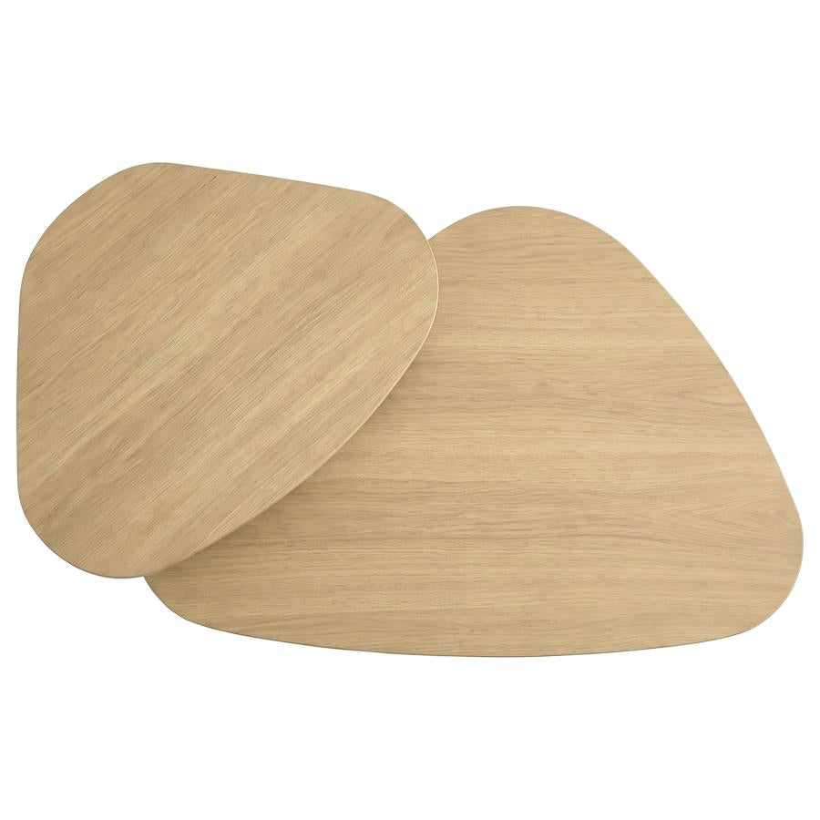 Arjona 2-Piece Triangular Nesting Coffee Table Set Honey Oak