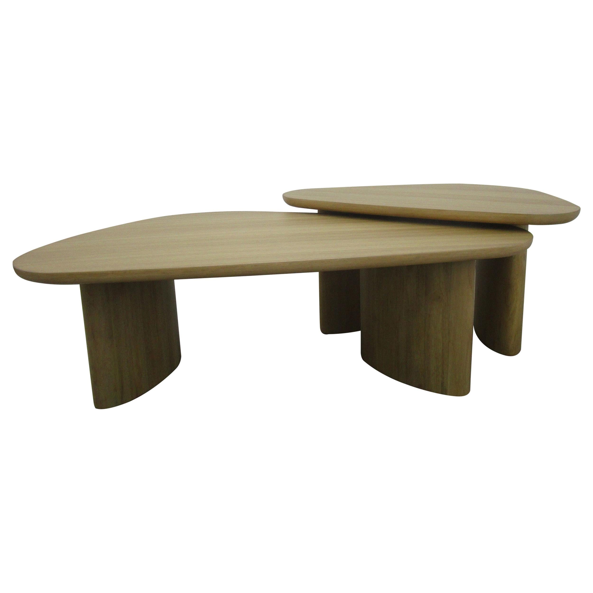 Lester 2-Piece Triangular Nesting Coffee Table Set Honey Oak