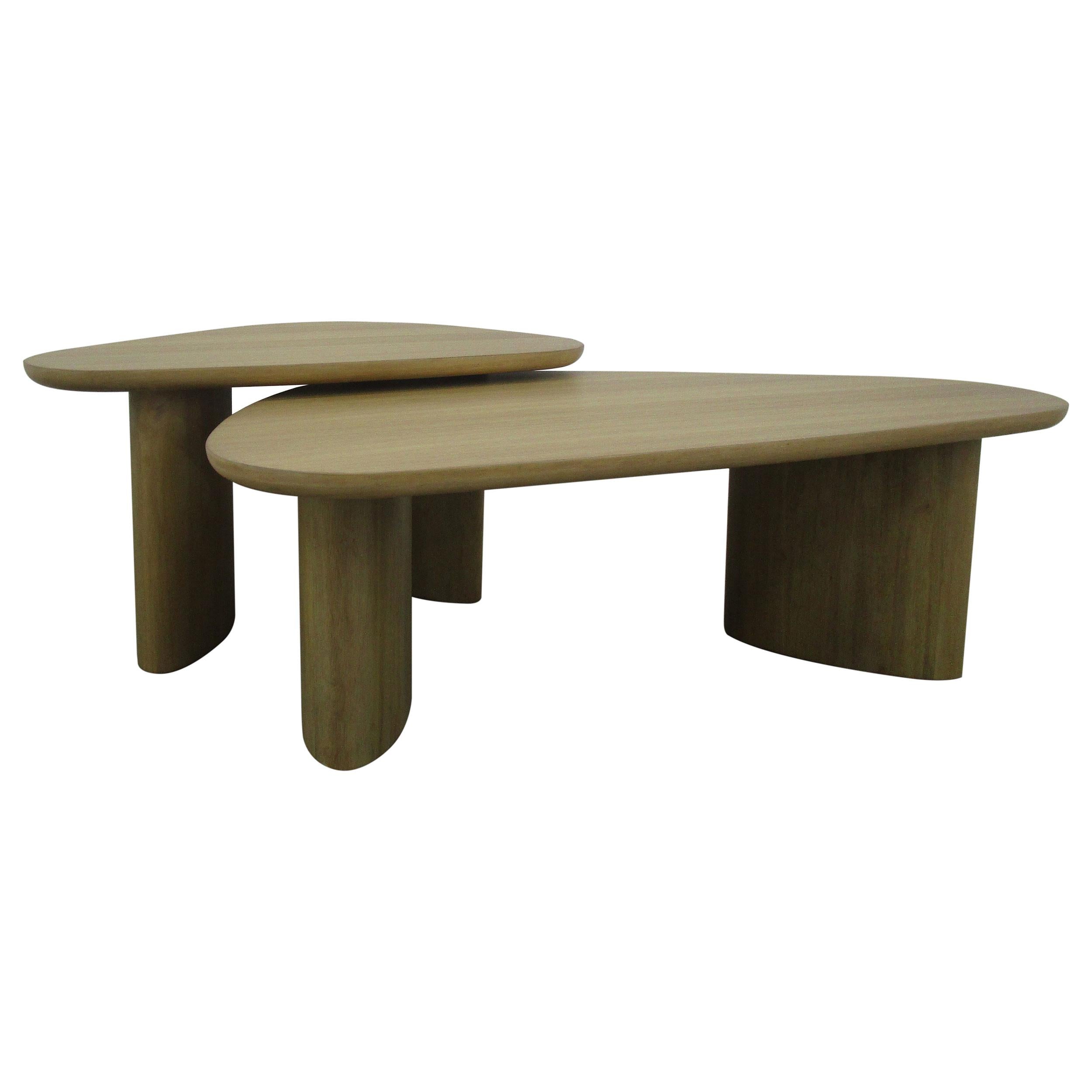 Lester 2-Piece Triangular Nesting Coffee Table Set Honey Oak
