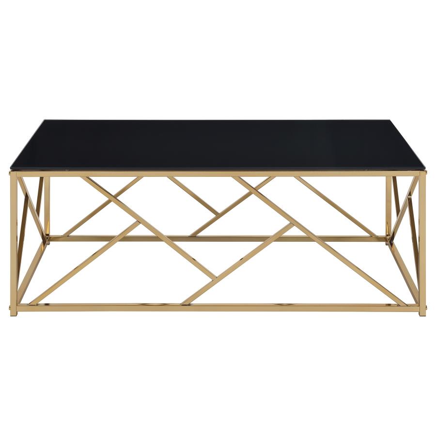 Comisso Contemporary 3-Piece Tempered Glass Coffee Table Set Gold
