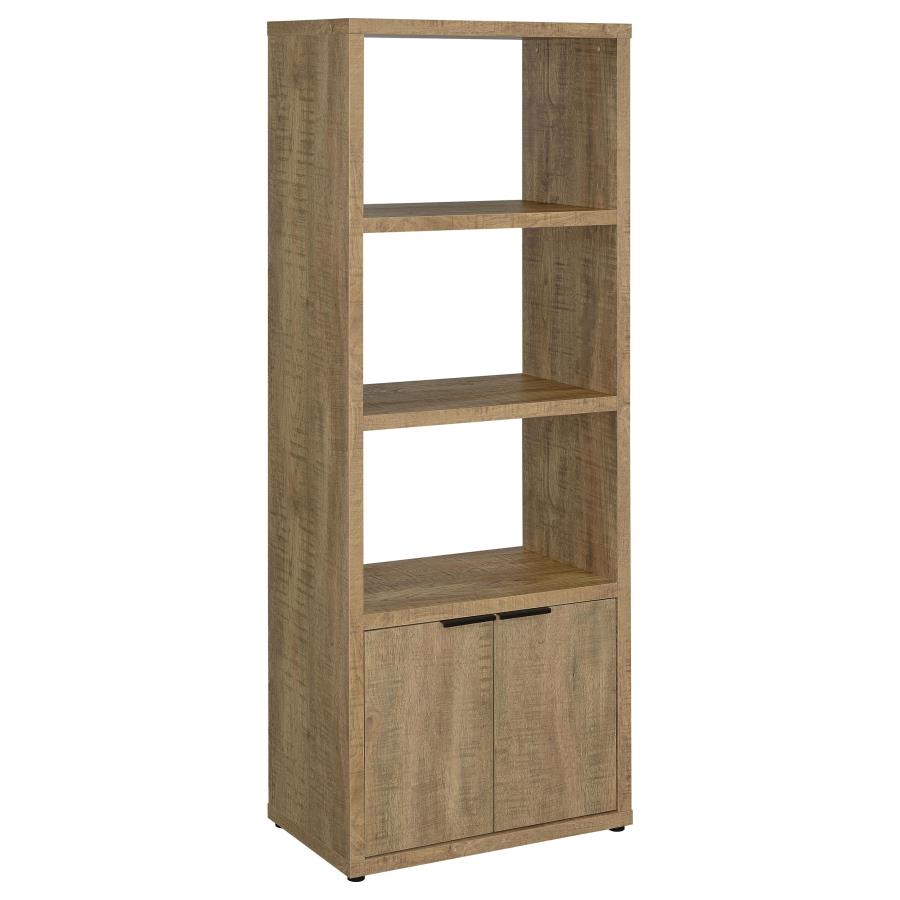 Tabby Farmhouse Media Tower with Adjustable Shelf and 2-Door Storage Mango