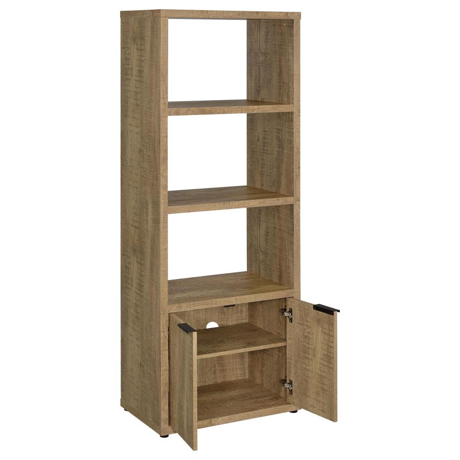 Tabby Farmhouse Media Tower with Adjustable Shelf and 2-Door Storage Mango