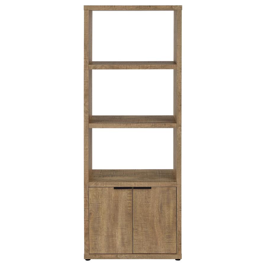 Tabby Farmhouse Media Tower with Adjustable Shelf and 2-Door Storage Mango