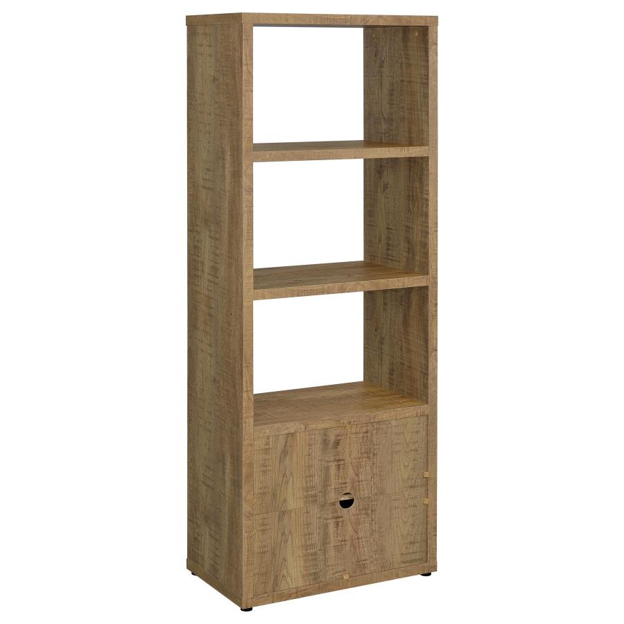 Tabby Farmhouse Media Tower with Adjustable Shelf and 2-Door Storage Mango