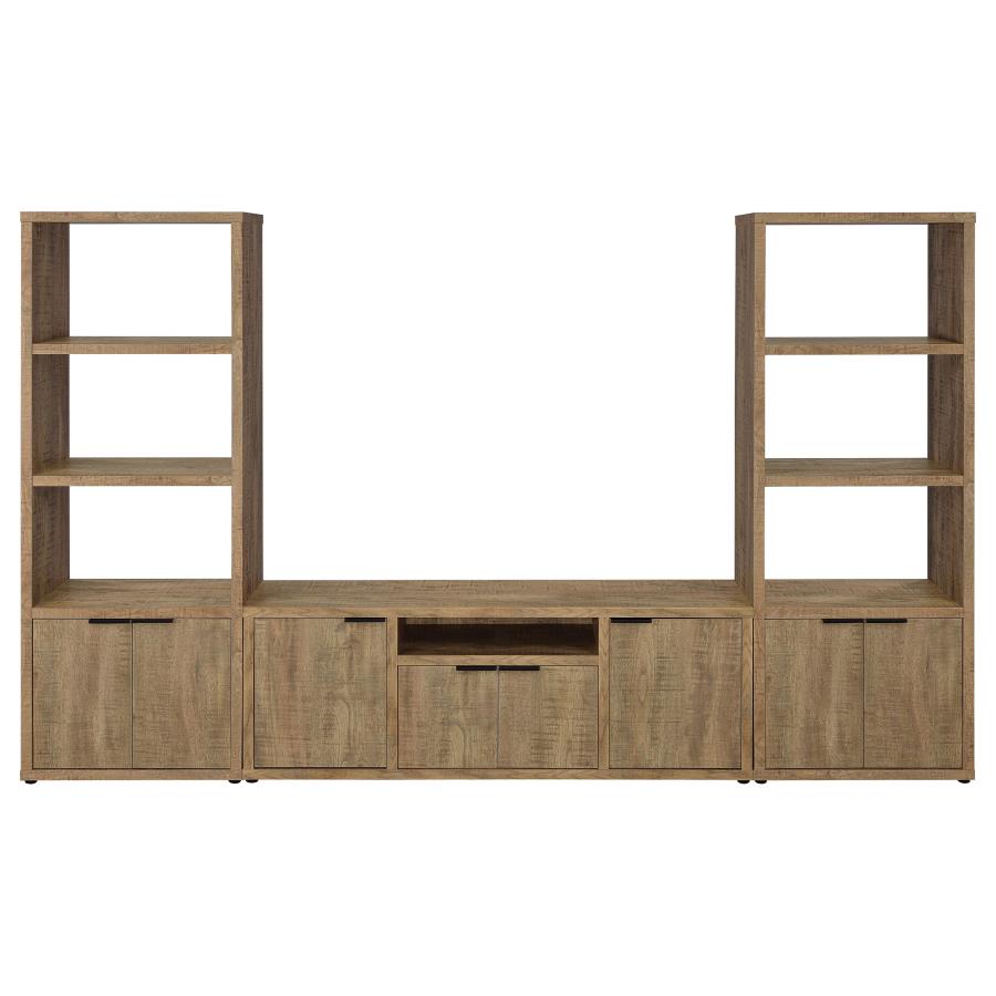 Tabby Farmhouse Media Tower with Adjustable Shelf and 2-Door Storage Mango