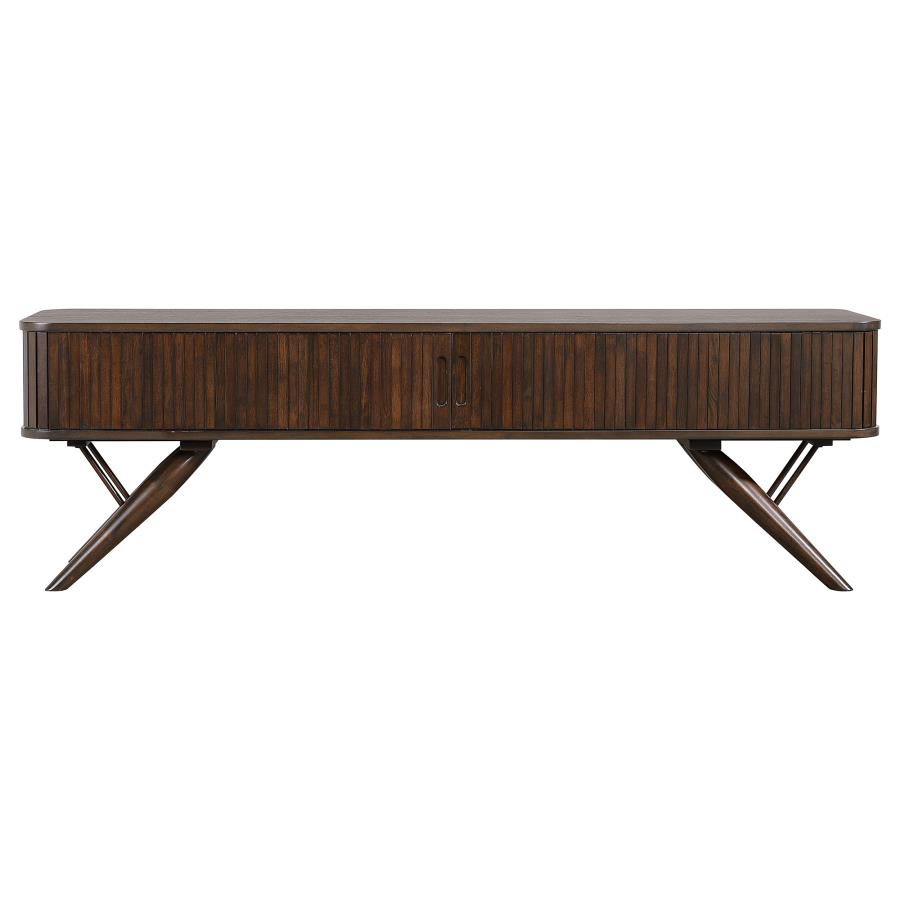 Valna Wood 71-inch TV Stand with Sliding Doors Walnut