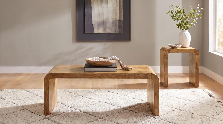Booker 2-piece Mango Wood Coffee and End Table Set Natural