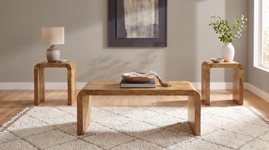 Booker 3-piece Mango Wood Coffee and End Table Set Natural
