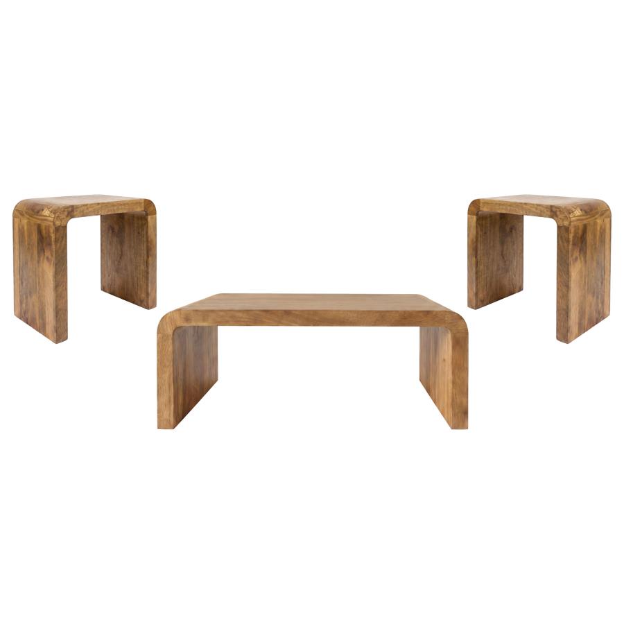 Booker 3-piece Mango Wood Coffee and End Table Set Natural