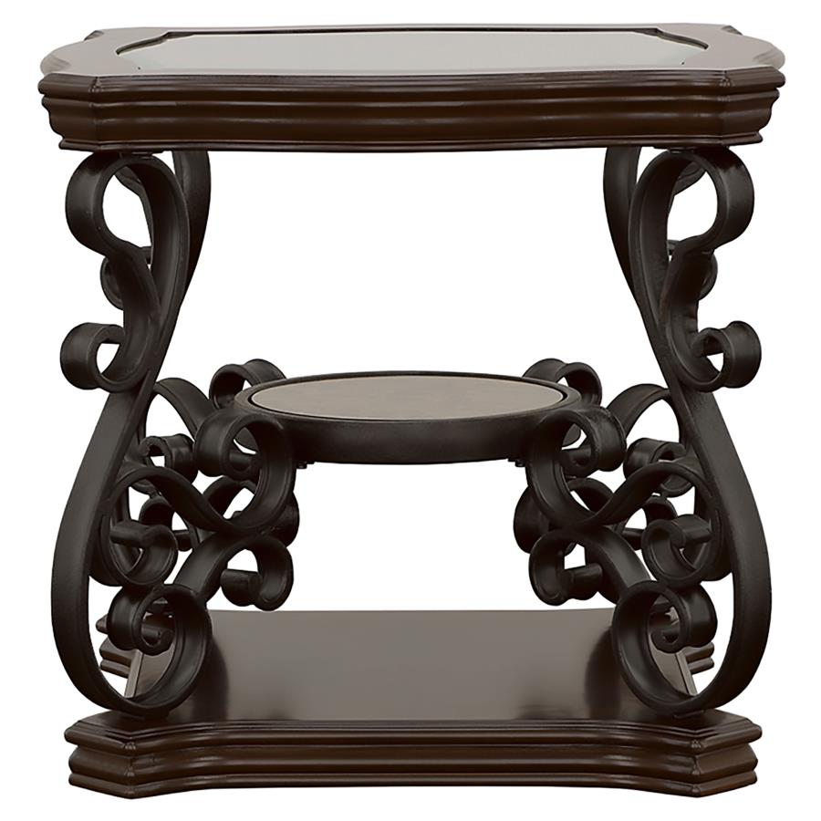 Laney 1-shelf Glass Top Square End Table Deep Merlot