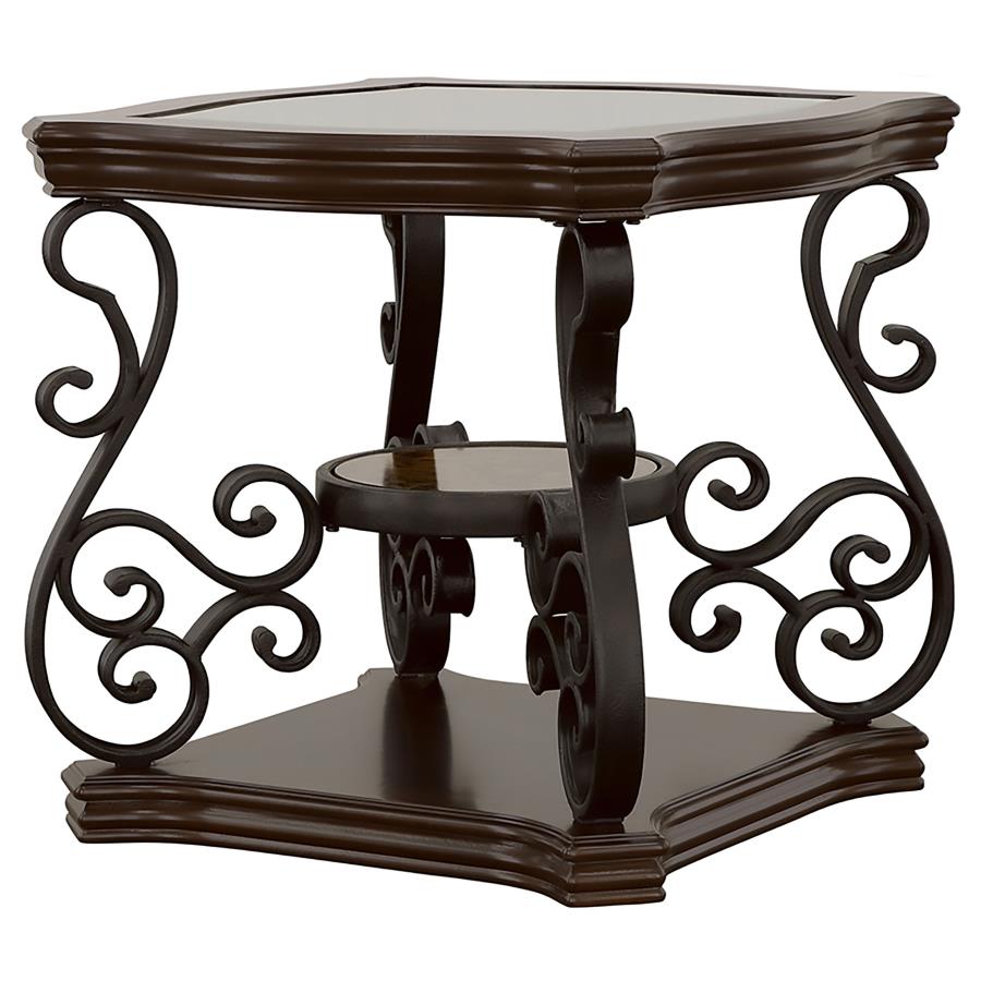 Laney 1-shelf Glass Top Square End Table Dark Merlot