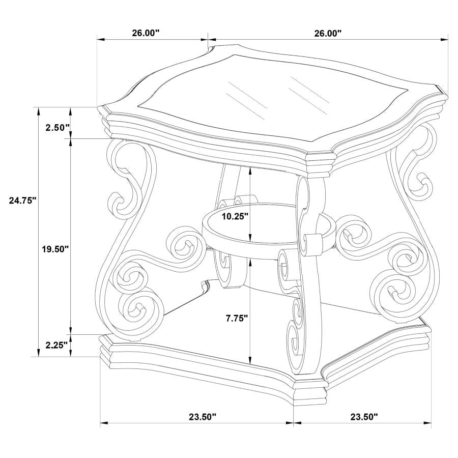 Laney 1-shelf Glass Top Square End Table Dark Merlot