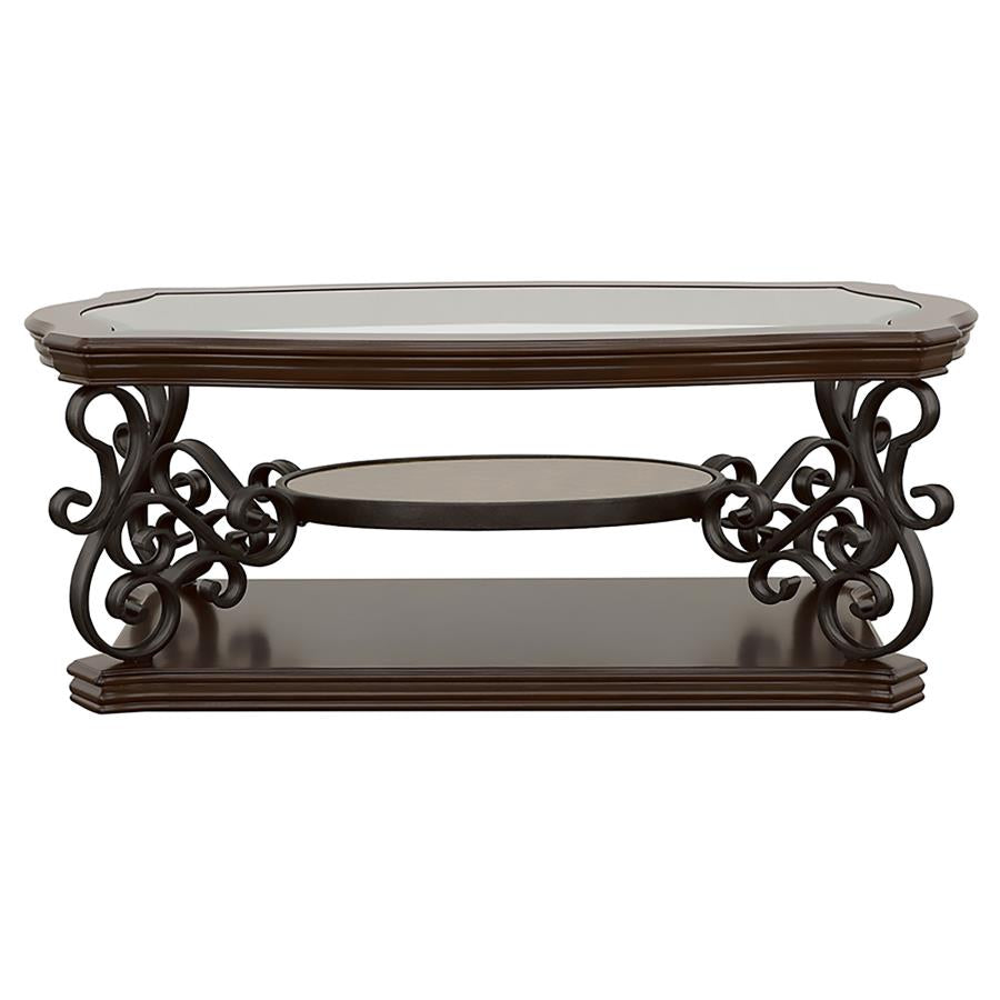 Laney 1-shelf Glass Top Rectangular Coffee Table Dark Merlot