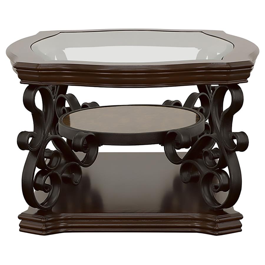 Laney 1-shelf Glass Top Rectangular Coffee Table Dark Merlot