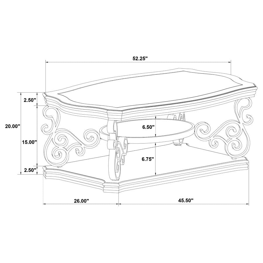 Laney 1-shelf Glass Top Rectangular Coffee Table Dark Merlot