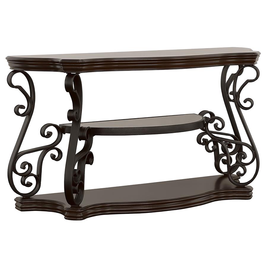 Laney Scrollwork Entryway Sofa Console Table Dark Merlot