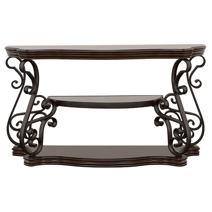 Laney Scrollwork Entryway Sofa Console Table Dark Merlot