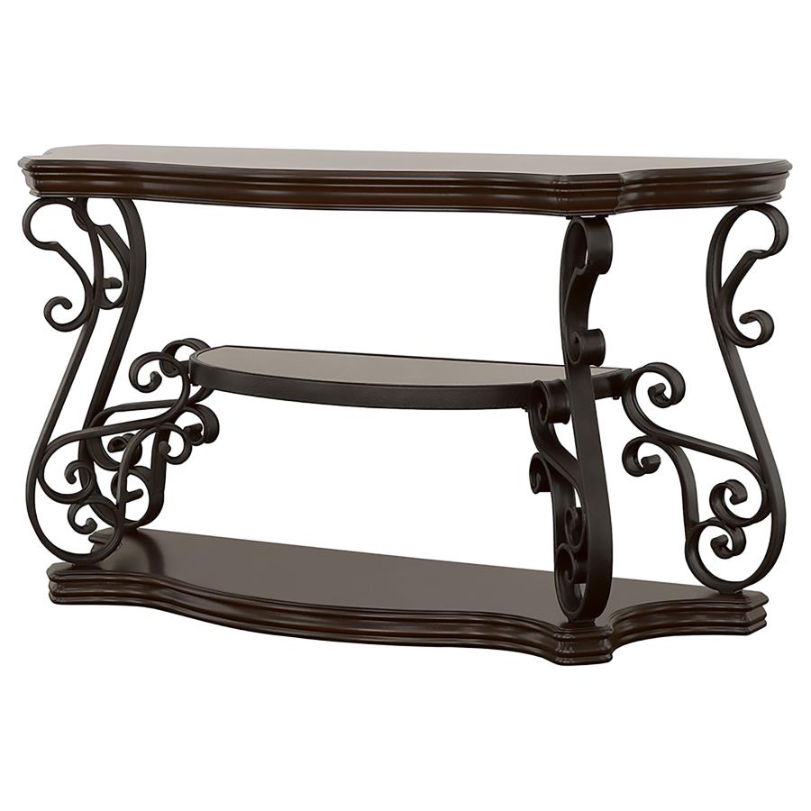 Laney Scrollwork Entryway Sofa Console Table Dark Merlot