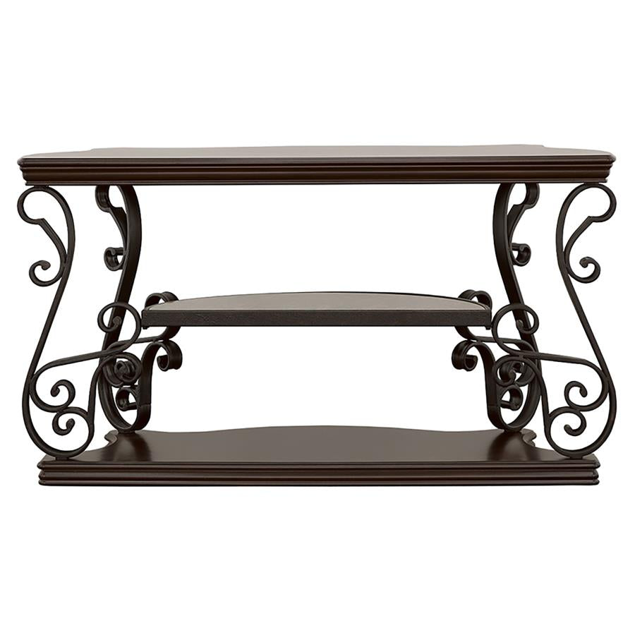 Laney Scrollwork Entryway Sofa Console Table Dark Merlot