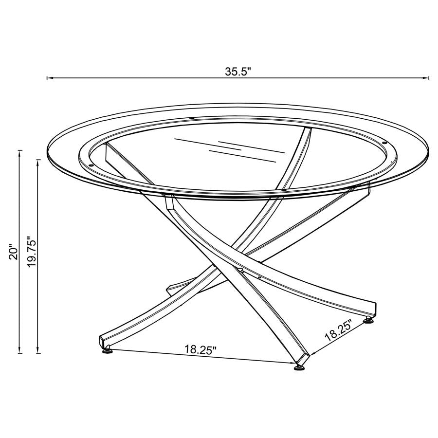Brooke Round Glass Top Coffee Table Metal Base Chrome