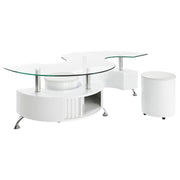 Buckley 3-piece Coffee Table and Stools Set White High Gloss