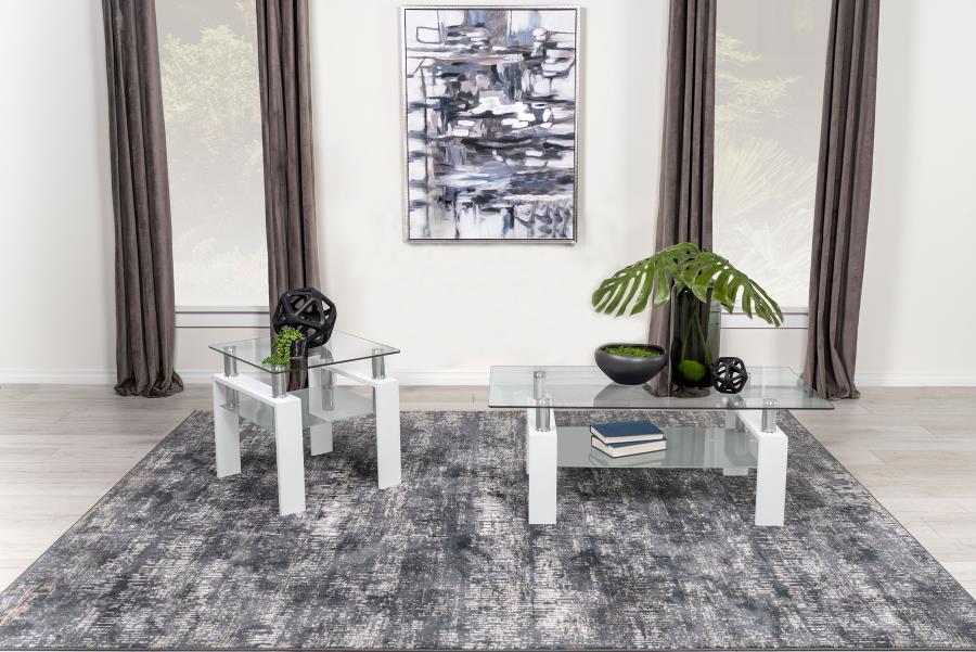 Dyer 2-piece Rectangular Coffee and End Table Set White