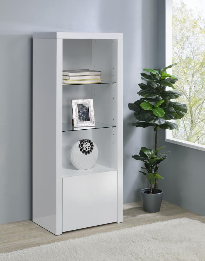 Jude 4-shelf Engineered Wood Media Tower High Gloss White