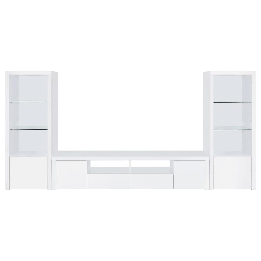 Jude 4-shelf Engineered Wood Media Tower High Gloss White