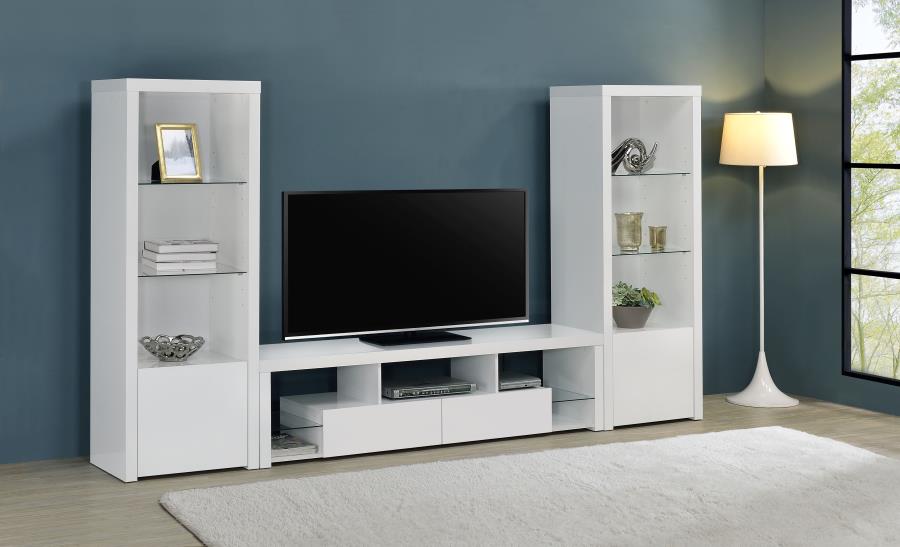 Jude 4-shelf Engineered Wood Media Tower High Gloss White
