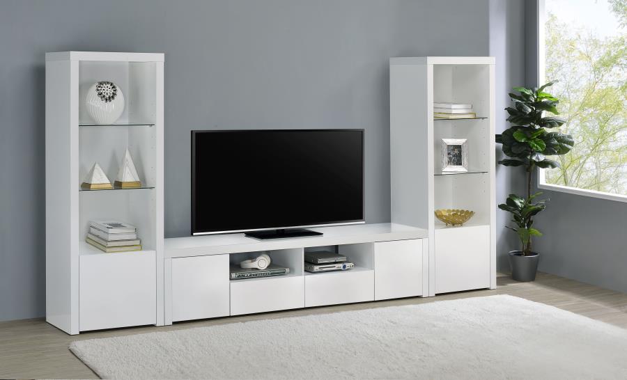 Jude 4-shelf Engineered Wood Media Tower High Gloss White