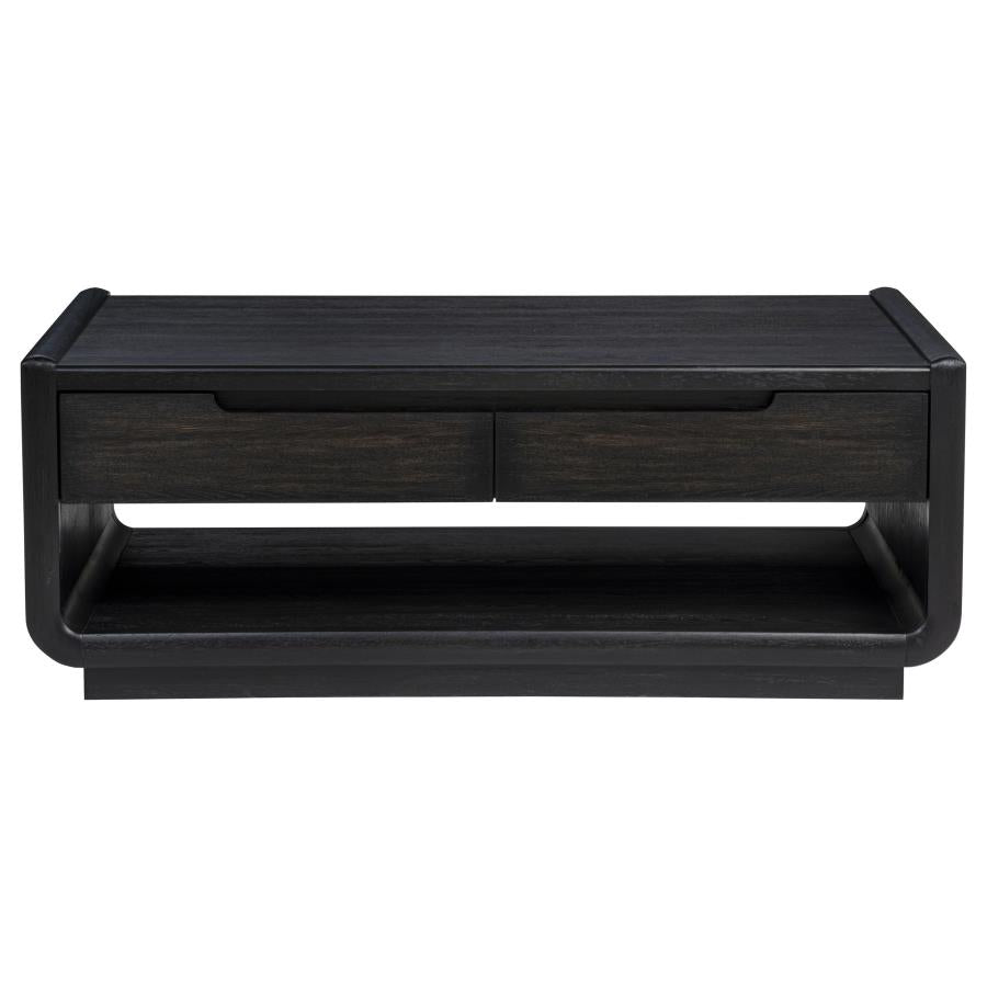 Leandro 2-piece Wood Coffee and End Table Set Burnished Black