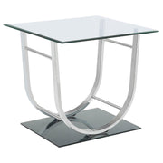 Danville Rectangular U-Shaped Glass Top Side End Table Chrome