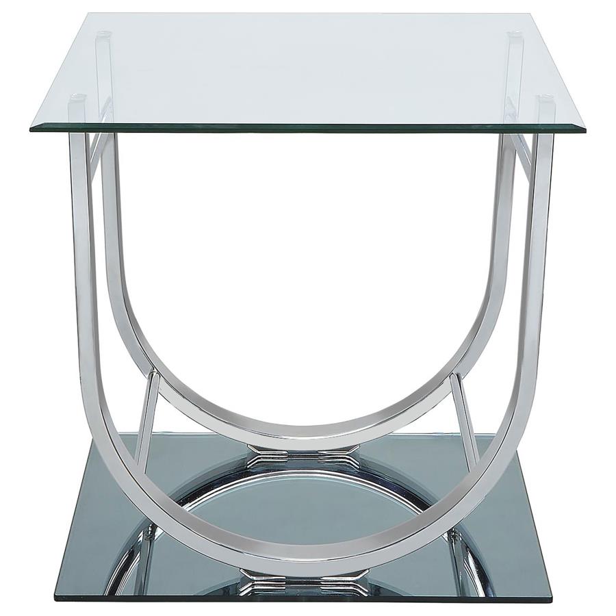 Danville Rectangular U-Shaped Glass Top Side End Table Chrome