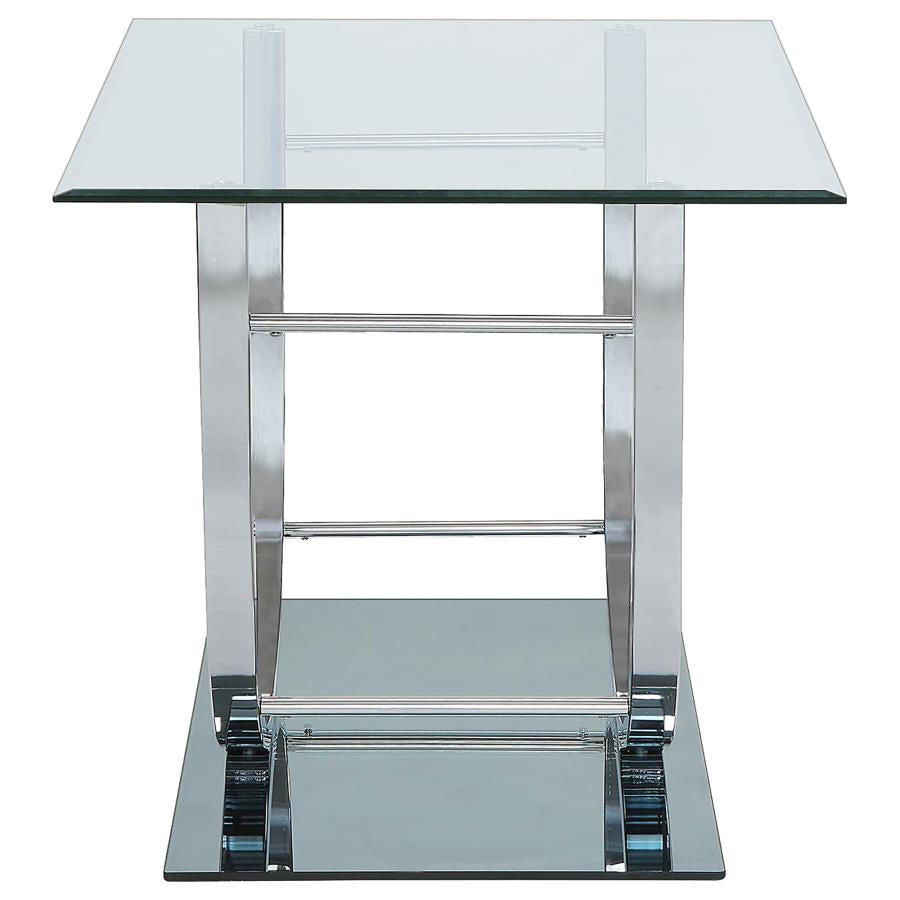 Danville Rectangular U-Shaped Glass Top Side End Table Chrome