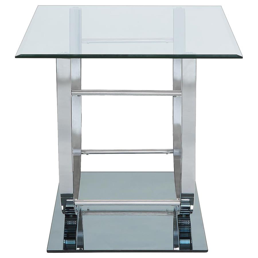 Danville 2-piece Glass Top Coffee and End Table Set Chrome