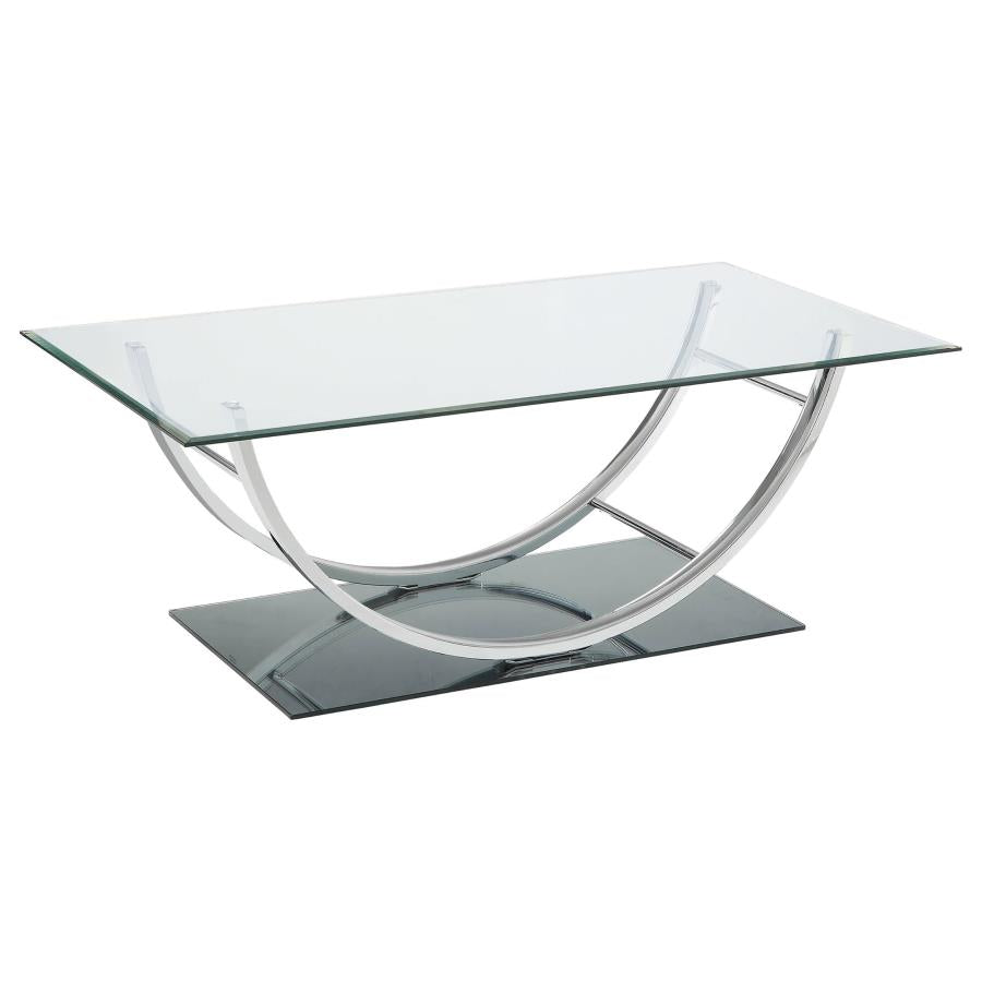 Danville 2-piece Glass Top Coffee and End Table Set Chrome