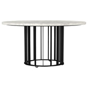 Haven Round Genuine White Marble Top Coffee Table Black