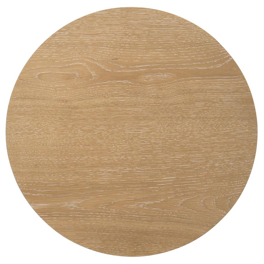 Ottowa Round Wood Side End Table with Shelf Washed Oak